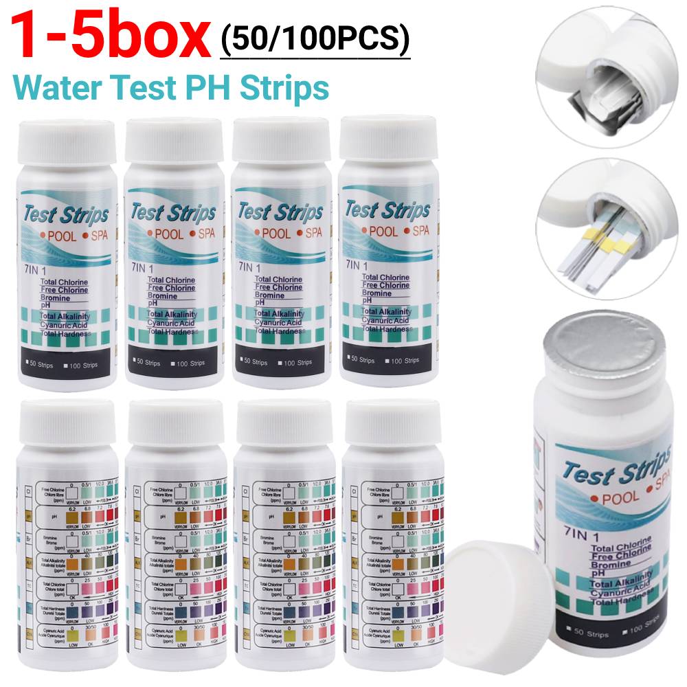 Ph Strip Test - 50/100 個水テスト PH ストリップ 7-in-1 水質テストストリップ水槽水族館残留塩素テスタープールアクセサリー