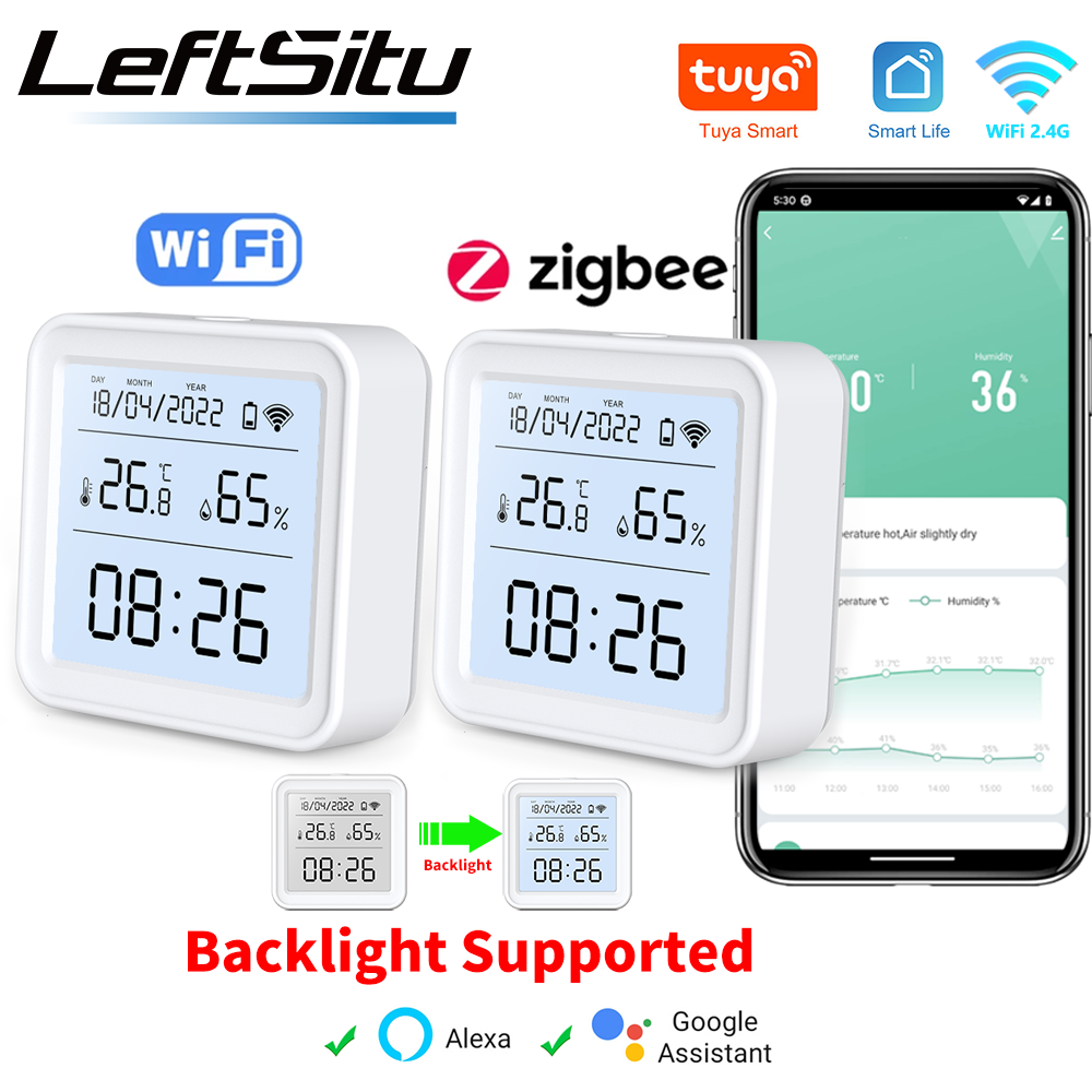 Weather Station Indoor - Tuya Zigbee WiFi 温度湿度センサー湿度計温度計検出器スマートライフリモコンサポート Alexa Google