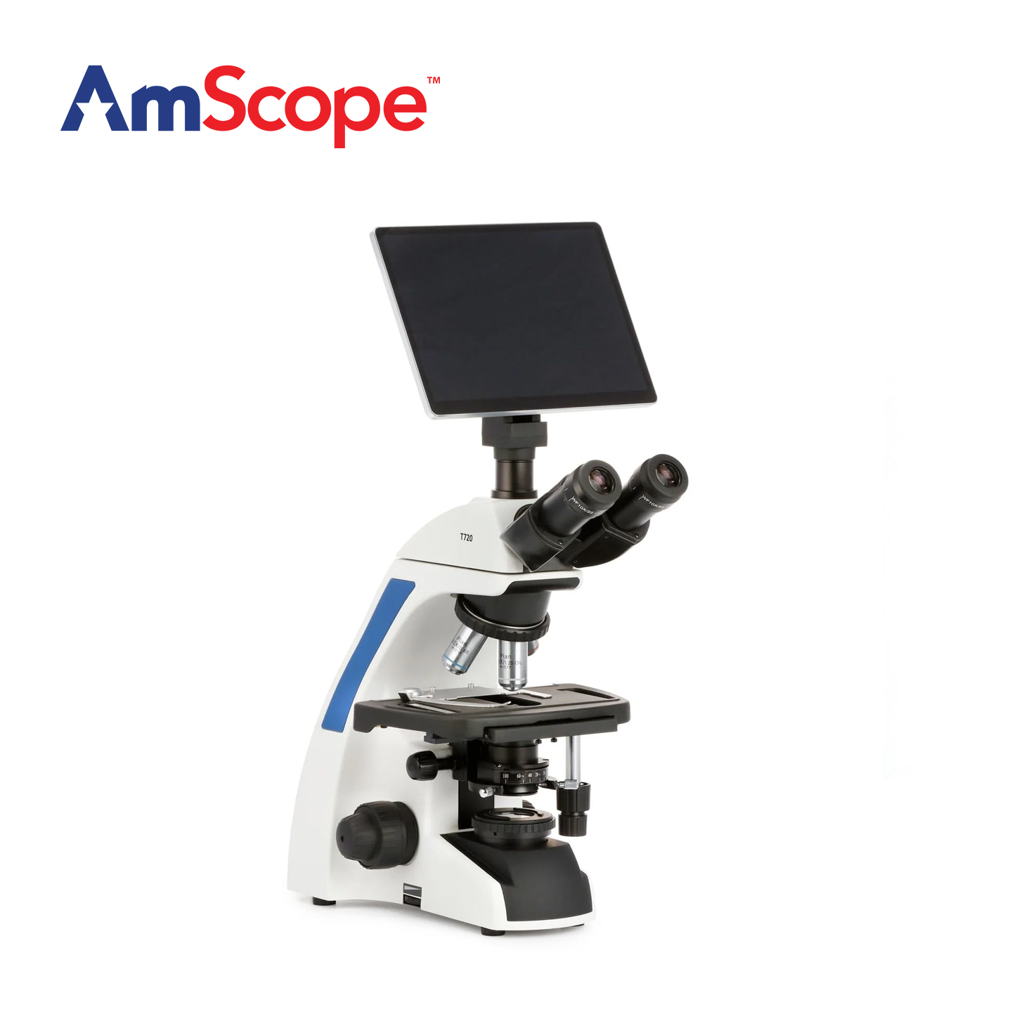 Amscope Microscope Compound 40X-1000X - AmScope T720シリーズ 三眼コイラーLED複合顕微鏡 40倍～1000倍拡大 タッチスクリーンイメージングシステム搭載