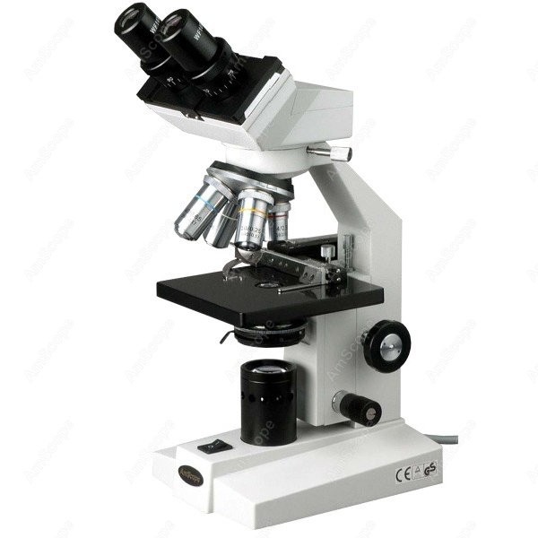 Amscope Microscope Compound 40X-1000X - AmScope B100シリーズ生物用双眼複合顕微鏡 40倍～1000倍+ LEDライトと機械式ステージ