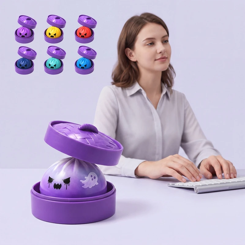 Crystal Growing Kit - ハロウィンパープル蒸しパン型ピンチングおもちゃ、柔らかいゴム製、ゆっくり戻るパン型ストレス解消おもちゃ、大人向けギャザリングいたずらおもちゃギフト