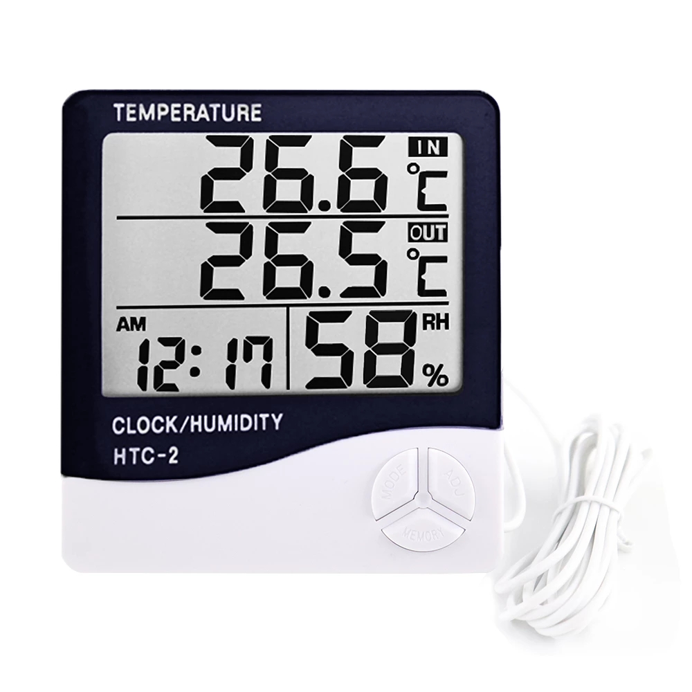 Weather Station Indoor - 新しい液晶電子デジタル温度湿度計温度計湿度計屋内屋外気象ステーション時計 HTC-1 HTC-2