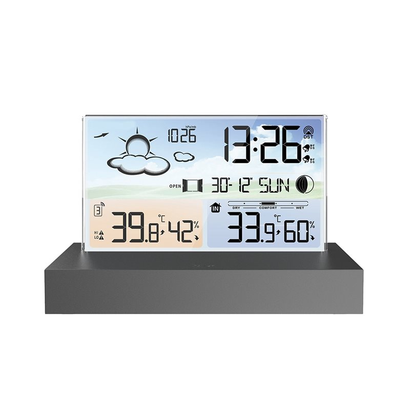Weather Station Indoor - 新入荷-デジタル気象ステーション、屋内&屋外温度センサー、湿度計、カレンダー、天気予報アラーム機能付き