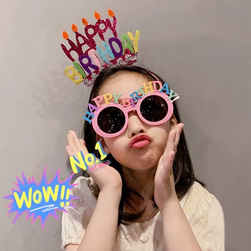 女の子のためのお誕生日おめでとう装飾メガネ、ヘアアクセサリー - Science Of Happiness のレビューと価格