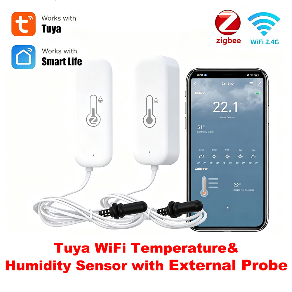 Tuya Zigbee WiFi 温度湿度センサー 外部プロ - Weather Station Indoor のレビューと価格